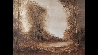 503) Tonalist Watercolor Landscape Painting: Burnt Umber and Raw Umber Experimenting.