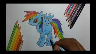 Belajar mudah Menggambar kuda poni dan Mewarnai gambar little pony