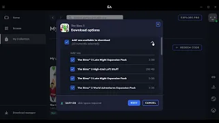 How to install sims 3 expansion packs through EA app