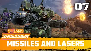 Missile Burst and Binary Laser Cannons - Mechwarrior 5: Mercenaries Solaris Showdown 07