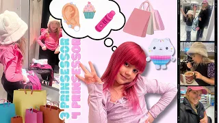 JAA-DAG Miley shoppar loss, tar hål i örat och färgar håret rosa😳😬🫣😱 -3prinsessor VLOGG💕