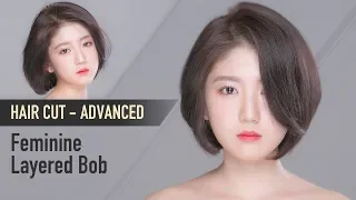 [Eng_Sub] How To K-Beauty Feminine Layered Bob Step by Step_Short hairstyle