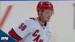 Sebastian Aho Finds Jake Guentzel With Slick Feed For One-Timer