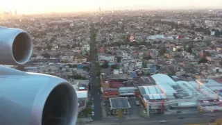 Lufthansa Boeing 747-400 - approach and landing on Runway 5R in Mexico City during sunset