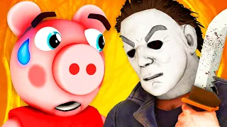 Пигги vs Майкл Майерс (Roblox Piggy 2 Роблокс Свинка Пеппа Хэллоуин Хоррор 3D Пародия Анимация)