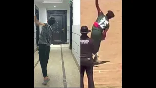 Perfect Copy Of Taijul Islam Bowling 🗿🔥 || #shorts #cricket #youtubeshorts #shortsfeed