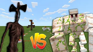 Siren Head vs Mega Iron Golem in Minecraft