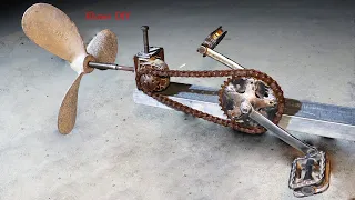 Wow!! So Impressive IDEA Water Bike Pedal Drive With Angle Grinder - Khmer DIY