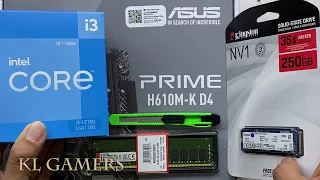 intel Core i3 12100 ASUS PRIME H610M-K D4 Kingston NV1 Simple PC Build