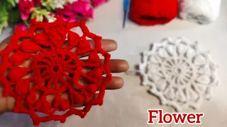 Crosia se flower ki design banaye 🧶🌺🌹| crochet design for beginners | crosia and jewel art