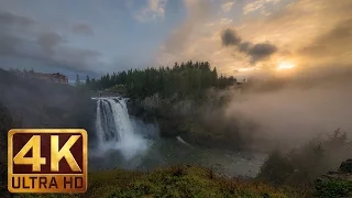 2 HRS Relaxation Video of Snoqualmie Falls in WA State in 4K with Nature Sounds