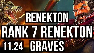 RENEKTON vs GRAVES (TOP) | Rank 7 Renekton, Legendary | KR Challenger | 11.24