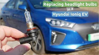 How to replace or upgrade the headlight bulbs in a Hyundai Ioniq EV 2016-2019