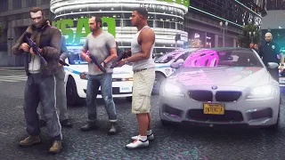 GTA 5: Liberty City 4K Remastered - Niko Bellic Meets Franklin, Michael & Trevor (GTA 5 PC)