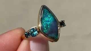 Adrift Tourmaline and Opal Gold Ring by NIXIN Jewelry