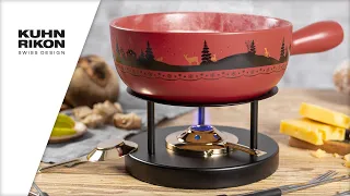 Cheese fondue set ceramic Winterwonderland red | KUHN RIKON