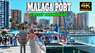 Malaga Port Spain: lovely sunny day February 2024 | Costa Del Sol, Andalusia [4k]