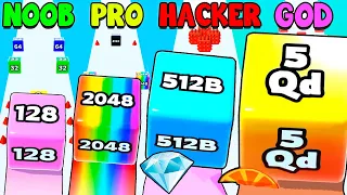 WOW 😲 WORLD RECORD in Jelly Run 2048 🟥 NOOB vs PRO vs HACKER vs GOD [Max LVL]