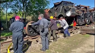 Removing the front bogie on Sir Frederick Pile.