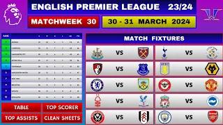 EPL Fixtures Today - Matchweek 30 | EPL Table Standings Today | Premier League Table