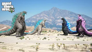 Legendary Godzilla, Godzilla 2021 vs Shin Godzilla, Heisei Godzilla - Epic Fight ( GTA V Mods )