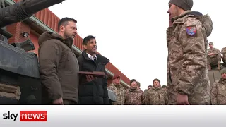 Ukraine War: President Zelenskyy and Rishi Sunak visit military base