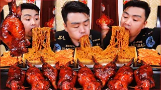 ASMR Xiaofeng EATING fried chicken steak,Turkey noodles And Chicken wings wrapped rice | Xiaofeng#22