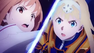 Asuna and Alice fight over Kirito.[Eng-dub]