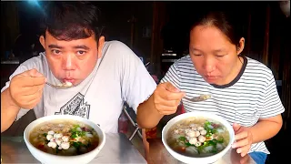 Famous Fish Meatball Rice Noodle Porridge at Samaki Market Phnom Penh