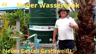 Thailand Ausgewandert. 1000 Liter Wassertank Neu. Gestell selber geschweißt . Zweiter Tank im Garten