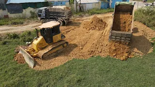 Interesting Start Make New Project Land Filling with Talented Skill Driver Bulldozer Clearing Dirt