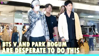 Without Tight Security, BTS V And Park Bogum Worry Fans With This Special Act At The Airport