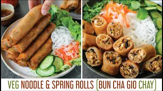 Bún Chả Giò Chay (Vietnamese Noodles and Fried Vegetarian Spring Rolls) | Asian Vegan Recipes