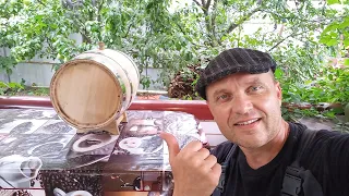 A whiskey barrel from an apple tree log | DIY | How to make a wooden barrel with your own hands