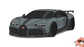 How to draw a BUGATTI CHIRON PUR SPORT 2021 / drawing Bugatti Chiron 2020 sports car