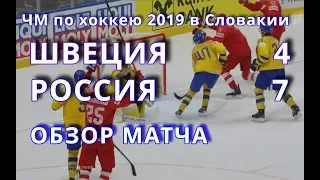 Матч Швеция-Россия 4:7 | Подробный отчет | ЧМ 2019 Братислава Словакия