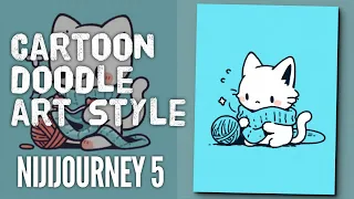 MidJourney Niji 5 Prompts for cartoon doodle art vector style drawings