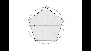construcción de un pentágono regular o dividir una circunferencia en cinco partes iguales