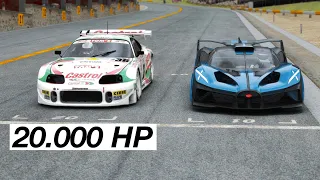 Bugatti Bolide vs Toyota Supra Castrol 20.000 HP at Special Stage Route X