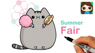 How to Draw Pusheen Cat 🎡Summer Fair