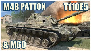 T110E5, M48 Patton & M60 • WoT Blitz Gameplay