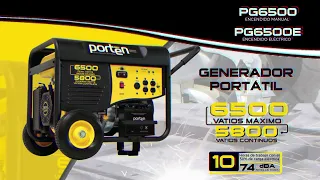 Generador eléctrico de 6500 Watts con motor a gasolina PORTEN PG6500