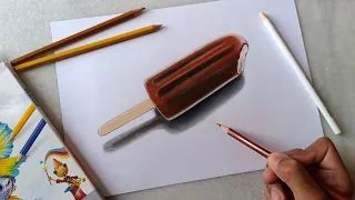 chocobar ice cream drawing with Dom's coloured pencils | how to draw ice cream