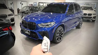 2021 BMW X5M Competition (625HP SUV) Marina Bay Blue Walkaround In Depth Review