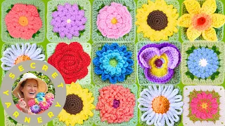 12 Free & Easy Crochet Flower Granny Squares for Beginners