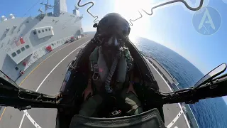 Harrier Vertical Landing on aircraft carrier