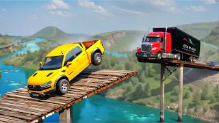 Cars vs Broken Bridge, Potholes & Stones on the Road ▶️ BeamNG Drive