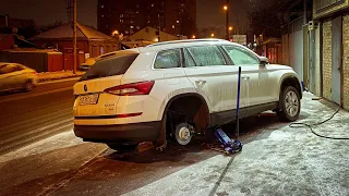 За рулем KODIAQ из Ростова-на-Дону в Москву (1105км). Зима накрыла неожиданно. Решение найдено.