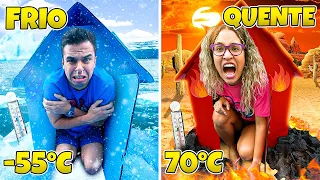 O ÚLTIMO A SAIR DA SUA CASA DE PAPELÃO VENCE! - QUENTE VS FRIO!