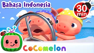Tiga Babi Kecil di Laut! | CoComelon | Kartun dan Lagu Anak | 🎉MERAYAKAN 1JT SUBSCRIBERS!!!🎊